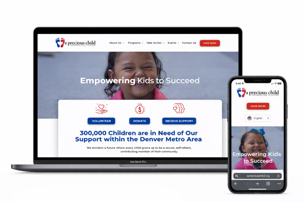 Laptop and phone mock-up of the website for A Precious Child